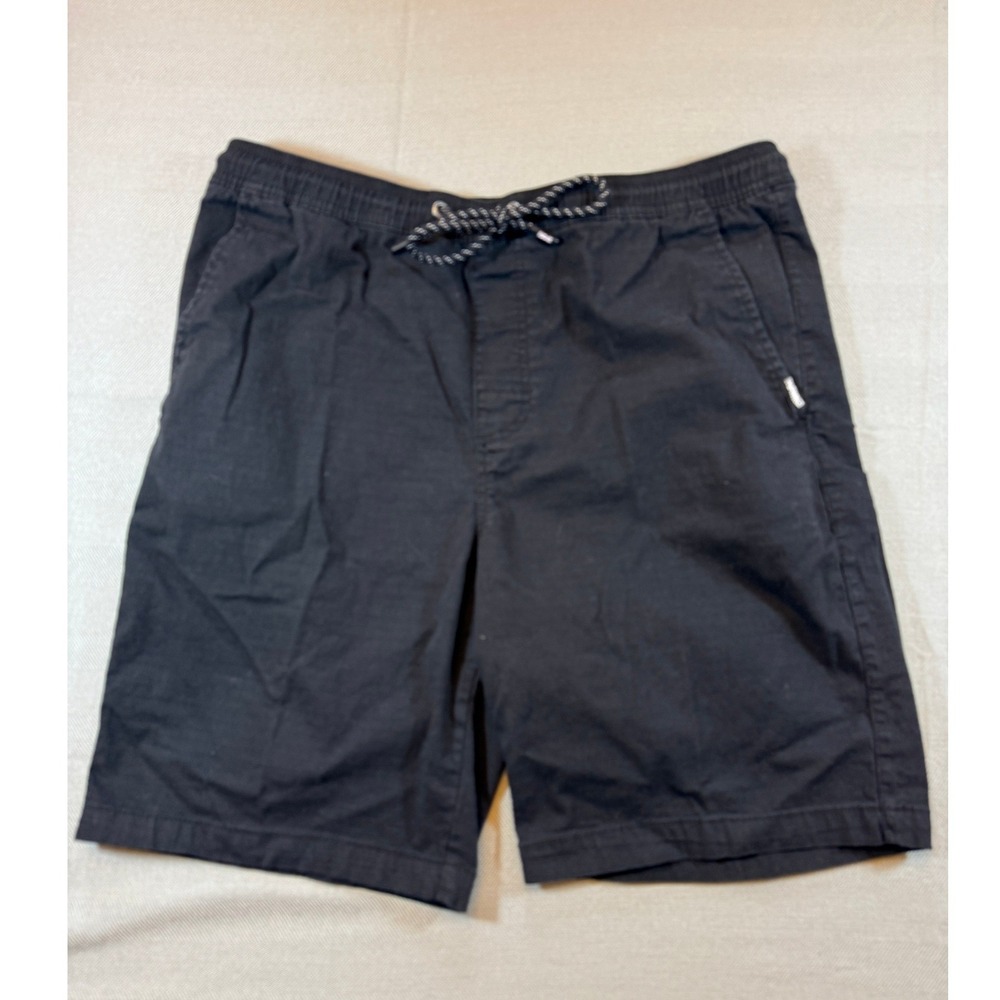 Tony Hawk Mens Black Ripstop Casual Shorts Elastic Waist Drawstring Size Large